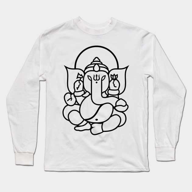 Ganesh Ganesa Ganapati Elephant 3 (black) Long Sleeve T-Shirt by Mystic-Land